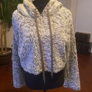 Pull over fleece with mixed army and white cotton